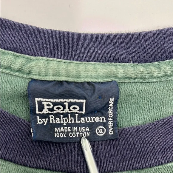 Vintage Polo Ralph Laurem Men's T Shirt XL Green Cotton Made In USA Short Sleeve - Picture 2 of 15